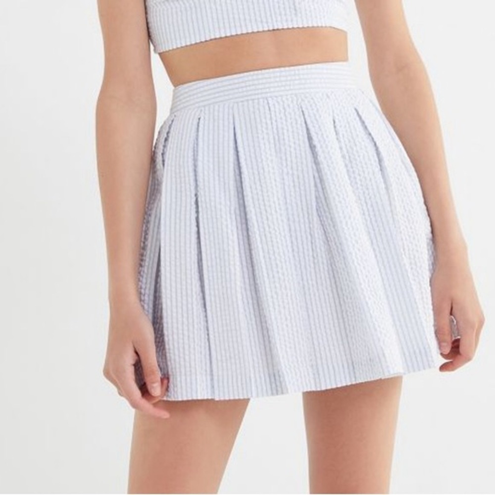 Urban Outfitters White and Blue A-Line Skirt